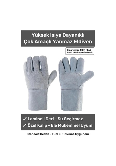 Premium Yanmaz Yüksek Isıya Sıcaklığa Dayanıklı Kaynak Yangın Su Geçirmez Çok Amaçlı Deri Eldiven