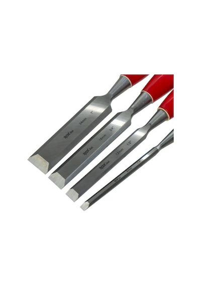 Rox Wood 0184 Ahşap Oyma, Düz Uçlu Iskarpela Takımı 4 Parça