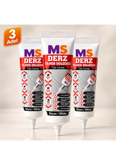 3 Adet Beyaz 380 Gr Hazır Derz Arası Tamir Dolgusu Fayans Seramik Mermer Yenileyici Yenileme Dolgu