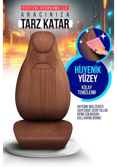 Taba - Taba Panda Hunter Lacoste Kumaş Ortopedik Destekli Oto Koltuk Kılıfı-tam Set