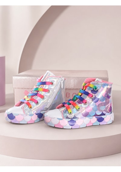 Mermaid Fermuarlı Hologram Kız Çocuk Sneakers Gri