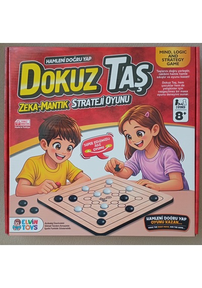 Ahşap Dokuz Taş Oyunu Kırmızı