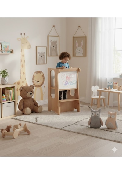 Ahşap Montessori Öğrenme Kulesi Çok Fonksiyonlu Model