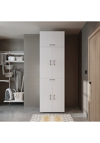 Dora Banyo Dolabı Kapaklı Çamaşır Ve Kurutma Makinesi Dolabı Mat Beyaz
