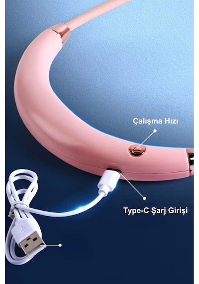 Boyun Fan Esnek Taşınabilir Usb Şarjlı 3 Kademeli Ergonomik Boyun Fanı Vantilatör Soğutucu A