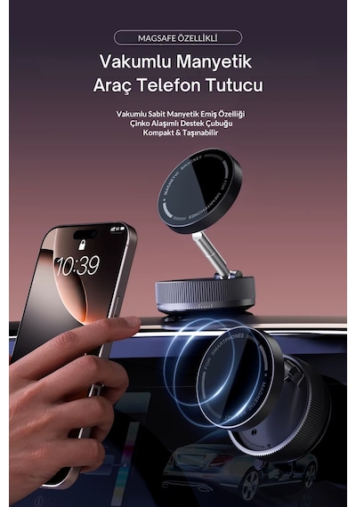 Wearfitpro Her Alana Uyumlu 360 Derece Dönebilen Çok Açılı Magsafe Özellikli Güçlü Telefon Tutucu Beyaz