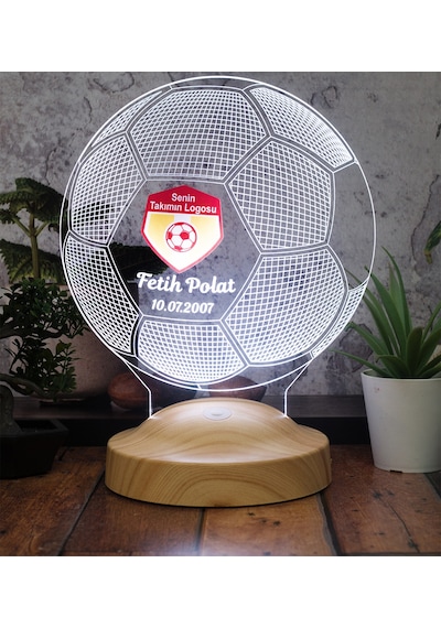 Futbol Topu Şeklinde 3 Boyutlu Takım Logolu Led Lamba, Kulüp Logo