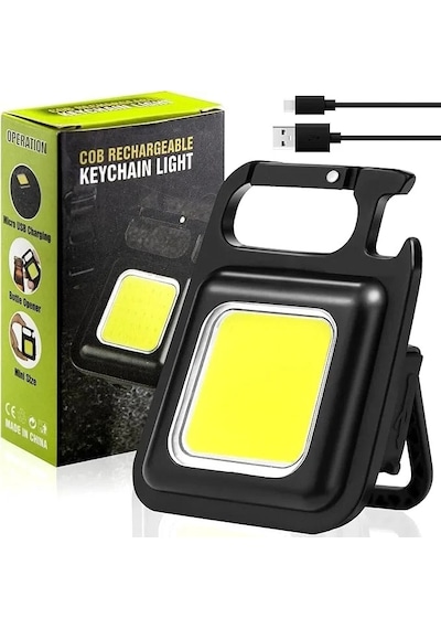 Lunaev Mini Taşınabilir Led Çok Fonksiyonlu Fener El Feneri Açık Ahşap
