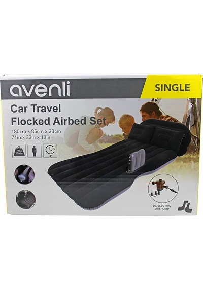 Avenli Floked Air Bed Tek Kişilik 180cm 85cm 33m Siyah