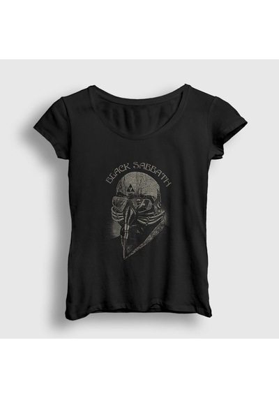 Presmono Kadın Mask Black Sabbath T-shirt Siyah