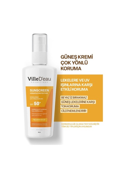 Villed'eau Leke Karşıtı Çok Yönlü Güneş Kremi SPF50+ 125 ML