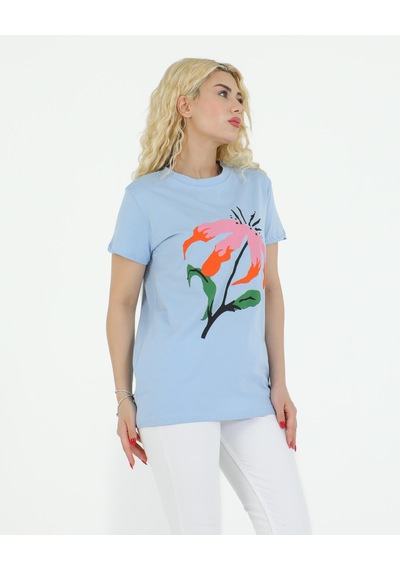 Sortie Collection Çiçek Baskılı Tshirt Mavi