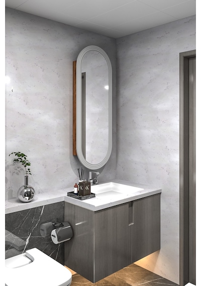 Çok Amaçlı Aynalı Takı Dolabı Mdf Kapak - Çam - Oval Çerçeve