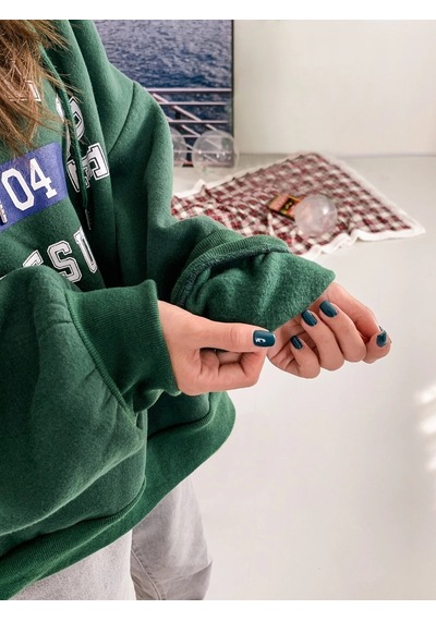 Kadın Yeşil Suppose Baskılı Oversize Sweatshirt Yeşil