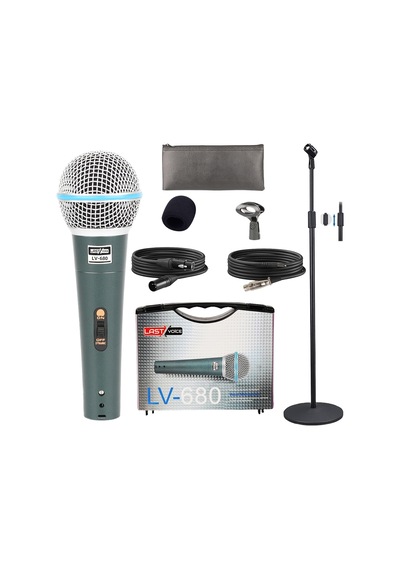 Lastvoice Lv-680STM Kablolu Dinamik Mikrofon Seti (Boy Stand Cüzdan Çift Kablo Sünger Tutacak)