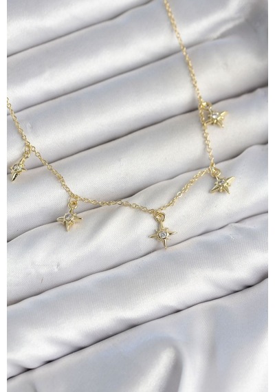Pirinç Gold Renk Sıralı Minimal Kutup Yıldızı Model Kadın Kolye Tj-bko11145 Çok REnkli 05267368