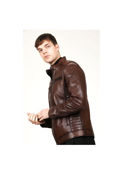 Dericlub E1055/a Gerçek Deri Erkek Mont Camel Antik Camel