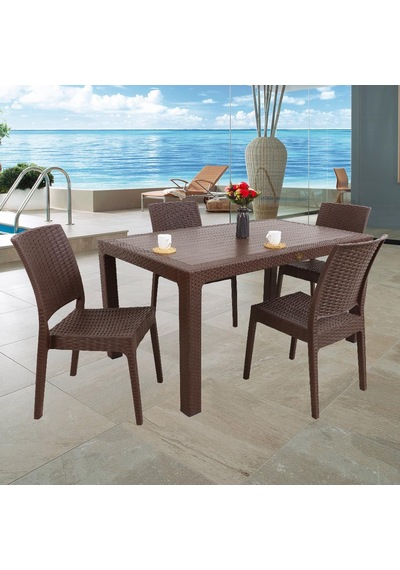 Mandella Elit Rattan 90x150 4 Kişilik Elit Sandalye Masa Takımı Kahverengi Diğer