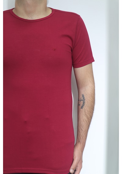 Santa Dmctekstil Erkek Düz Spor Kesim Dar Kalıp Bisiklet Yaka Basic T-shirt Bordo
