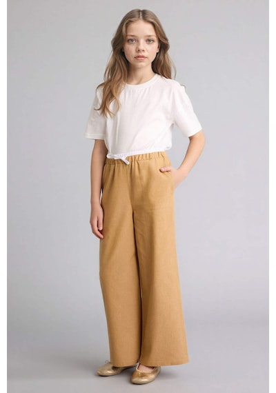 Defacto Wıde Leg Jean Görünümlü Pantolon Kız Çocuk G6814a826smbg399 Bej-bg399
