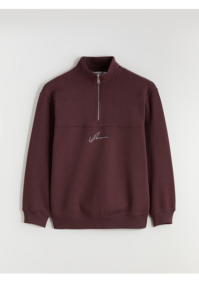 Lcw Vision Mürdüm Dik Yaka Baskılı Erkek Kalın Sweatshirt