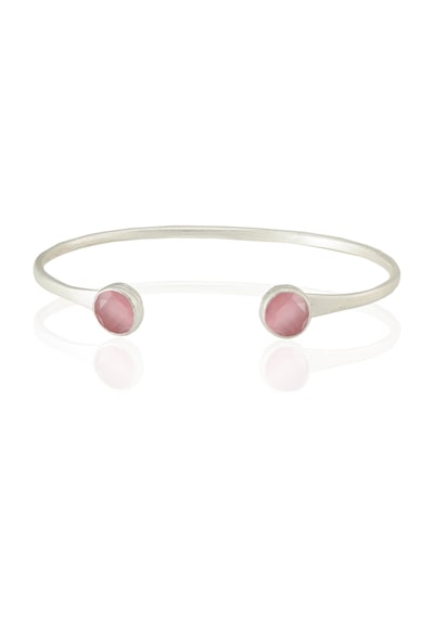 Kadir Jewellery 925 Ayar Gümüş Kaplama El İşçiliği Zirkon Taşlı Kadın Charm Bileklik Pembe
