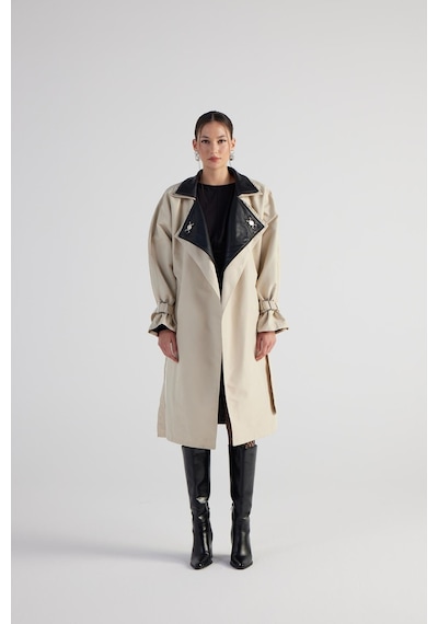 Holly Lolly Maxi Boy Kemerli Cloak Trençkot Bej