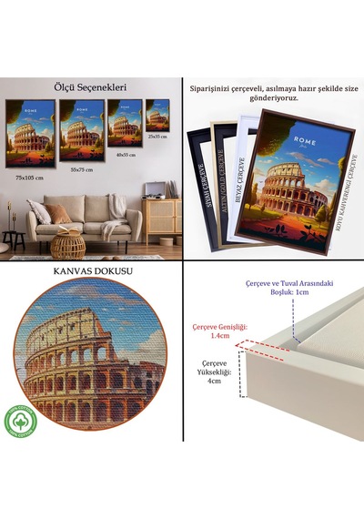 Miyrem^ Canvas Serie Roma İtalya Kolezyum Tablo-7701