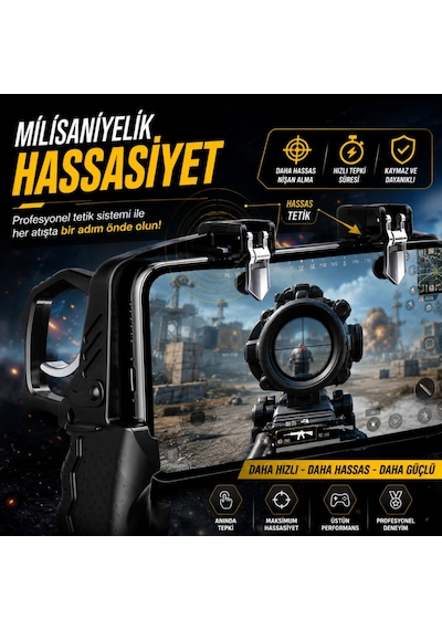 Polham Tetikli Telefon Oyun Kolu, Pubg Free Fire Call Of Duty İçin Ergonomik Oyun Kontrol Aparatı, 4.7-6.7 İnç Telefon Uyumlu