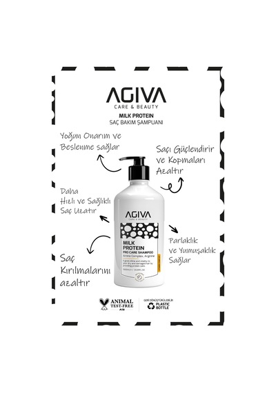 Milk Protein Saç Bakım Şampuanı 1000 Ml Agiva Care & Beauty Kuru Yıpranmış Saçlar Amino Complex