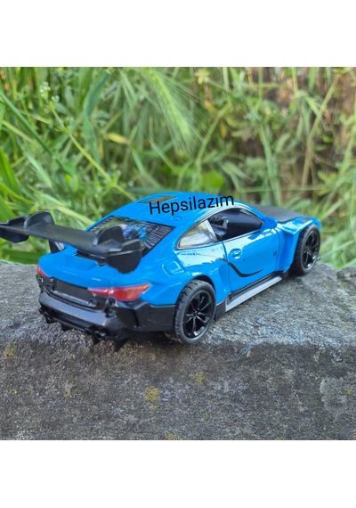 Oyuncak Spor Araba 14 Cm Metal Diecast Model Çek Bırak Açılır Kapı Bmw M4 Gt3 Competition Mavi