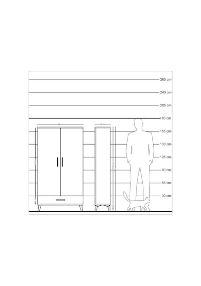 Arges Dolap 4 Raflı Tek Çekmeceli 2 Kapaklı 88x30x163 Çam-antrasit Atlas Çam