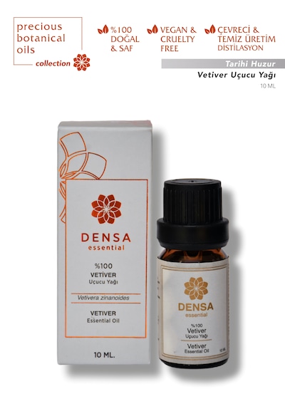 Densa Essential %100 Saf & Doğal Vetiver Uçucu Yağı 10 Ml