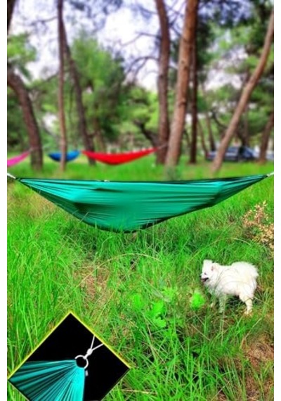Bundera Kamp Hamağı Piknik Hamağı Bahçe Balkon Outdoor Kamp Salıncak Hamak Yeşil Açık Gri