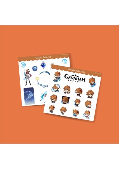 Genshin - Tartaglia 2 Adet Sticker Set Parlak Kağıt