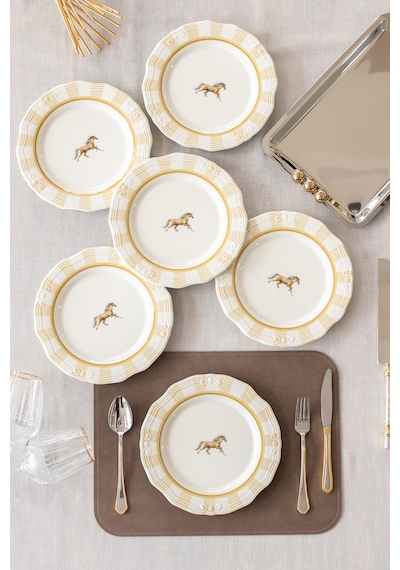 Majestic 6'lı Porselen Servis Tabağı - 25 Cm Beyaz