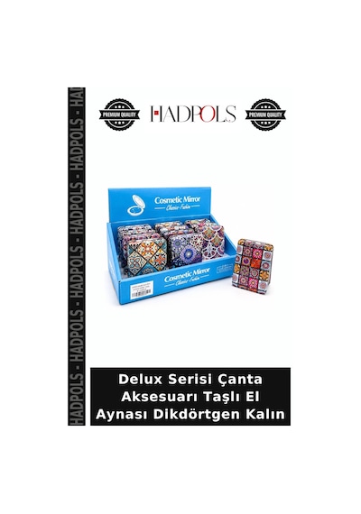 Delux Serisi Çanta Aksesuarı Taşlı El Aynası Dikdörtgen Kalın Diğer