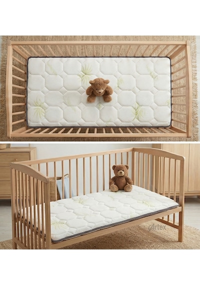 5Cm Aloe Süngerli Bebek Çocuk Beşik Yatağı 70x110 Park Yatak Oyun Parkı Yatağı