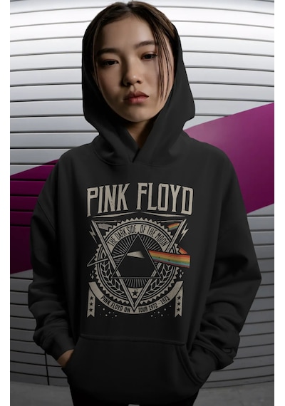 Sevbano Pink Floyd Müzik Grubu Sırt Baskılı Unisex Oversize Premium Hoodi Siyah
