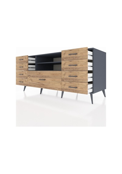 Kronos Konsol 2 Raflı 9 Çekmeceli 176x59x83 Antrasit-antrasit/çam Antrasit/çam Kronos Konsol 2 Raflı 9 Çekmeceli 176x59x83 Antrasit-antrasit/çam Antrasit/çam