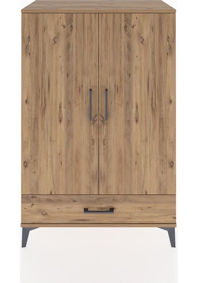 Hyperion Dolap 3 Raflı Tek Çekmeceli 2 Kapaklı 88x44x134 Çam-çam Çam