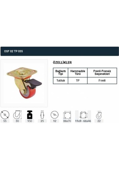 Frenli Döner Tablalı Servis Tekeri Polyemid Döner Servis Tekeri 5 N11.34911