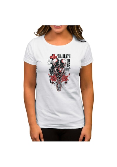 Red Death Skull Beyaz Kadın Tişört Beyaz