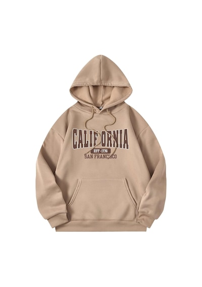 Unisex California Baskılı Sweatshirt Siyah