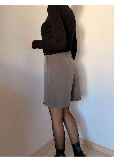 Ali Butik Mini Gri Şort Etek Gri