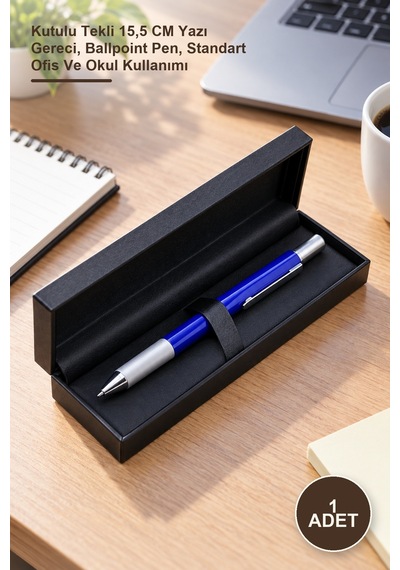 1 Adet Tükenmez Kalem Kutulu Tekli 15,5 Cm Yazı Gereci, Ballpoint Pen, Standart Ofis Ve Okul Kullanımı