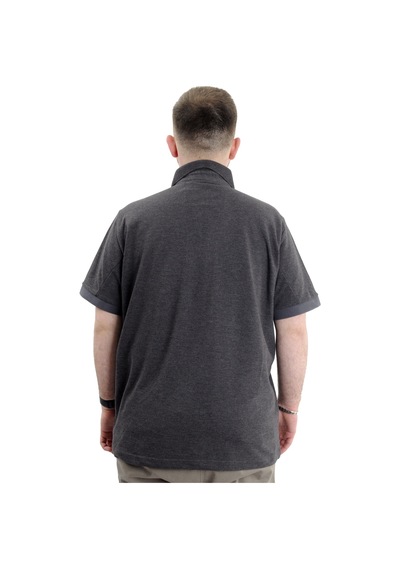 Mode Xl Battal Beden Erkek Tshirt Polo Yaka Nakışlı Klasik Pike 20553 Antrasit Antrasit