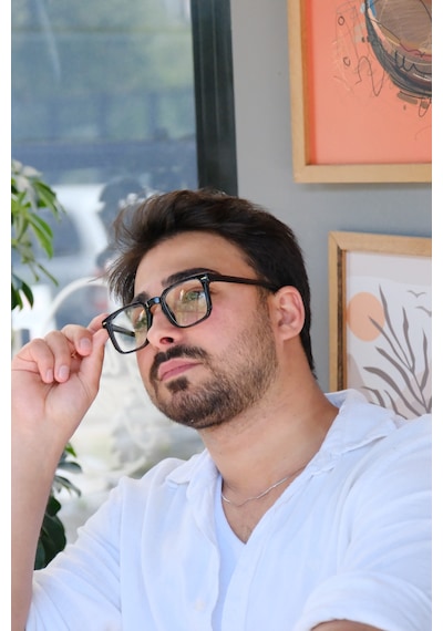 Habeq Erkek Kare Trend Model Mavi Işık Korumalı Gözlük Blue Block Çok Renkli