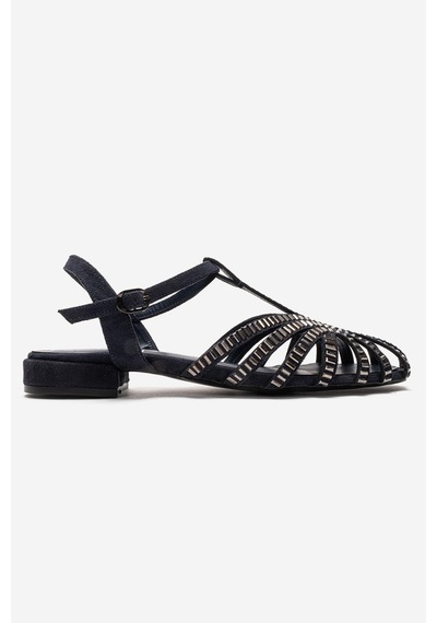 Luvishoes Lavına Lacivert Süet Taşlı Kadın Sandalet