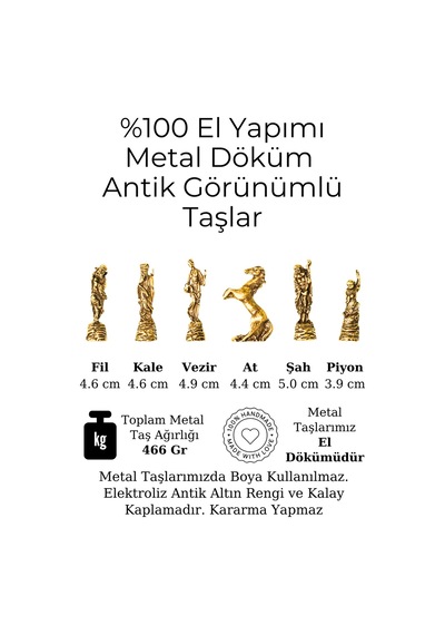Mc58 Uzak Doğu Figürlü Metal Satranç Takımı - Mermer Desenli 25x25 Ahşap Tahtasıyla - Lüks Hediyelik